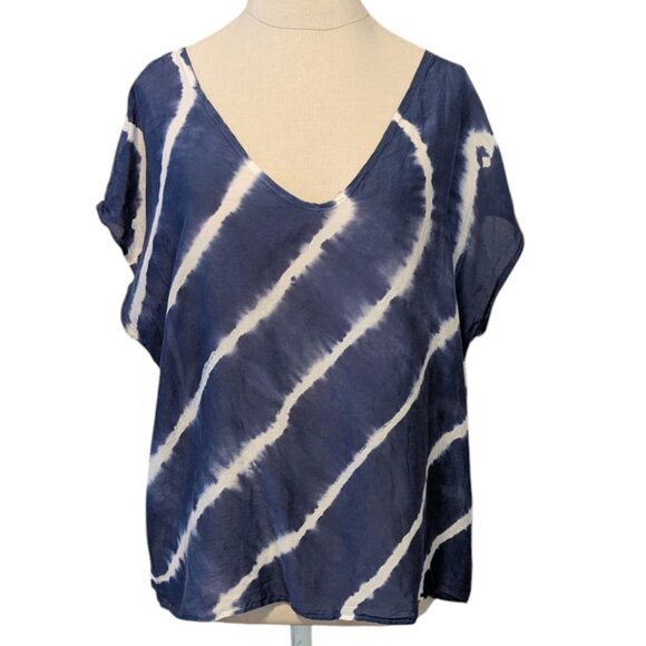 VELVET Silk Abila Tie Dye Marks & Spencer Open Cross Back Boho Cap Sleeve - Picture 1 of 6